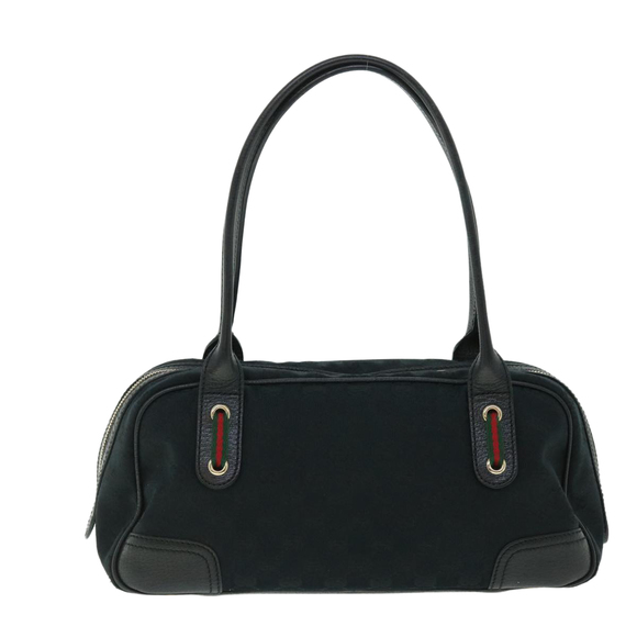 GUCCI GG Canvas Web Sherry Line Hand Bag Black Red Green Auth 51850 - Picture 2 of 16